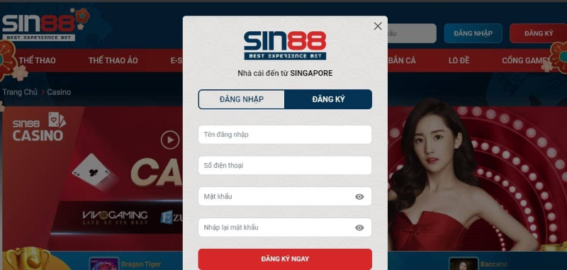 Các thao tác cá cược tại Sin88